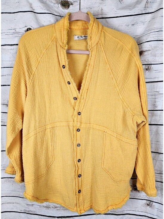 Free People Tops - We the Free People Summer Daydream Gauze Top XS Marigold Button Long Sleeves